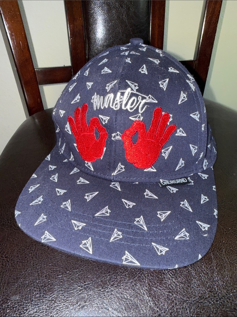 Snapback Hat with Red Embroidered Hands - Unbranded
